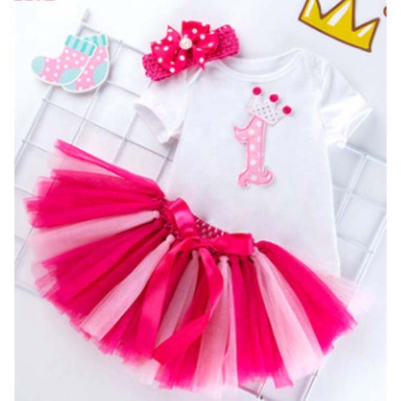 Factory Sale Soft Cotton Boutique Toddler Girl Romper With Tutu Skirts And Headband Set