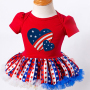 4th of July red blue stars baby girl dresses clothing set outfit stock