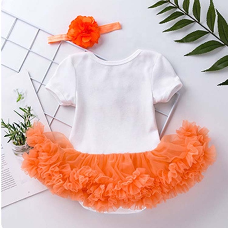 Factory thanksgiving day baby clothing headband cartoon embroidery dress infants clothes sets