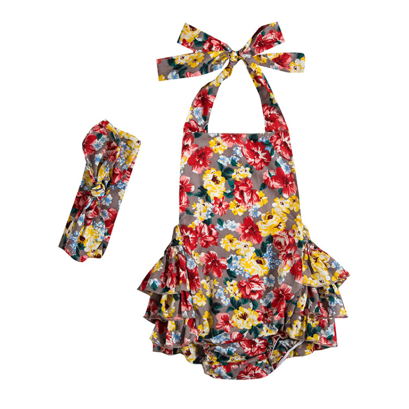 Wholesale Boho Design Cute Baby Girls Clothing Rainbow Berry Prints Clothes Sets for 3-6 Months