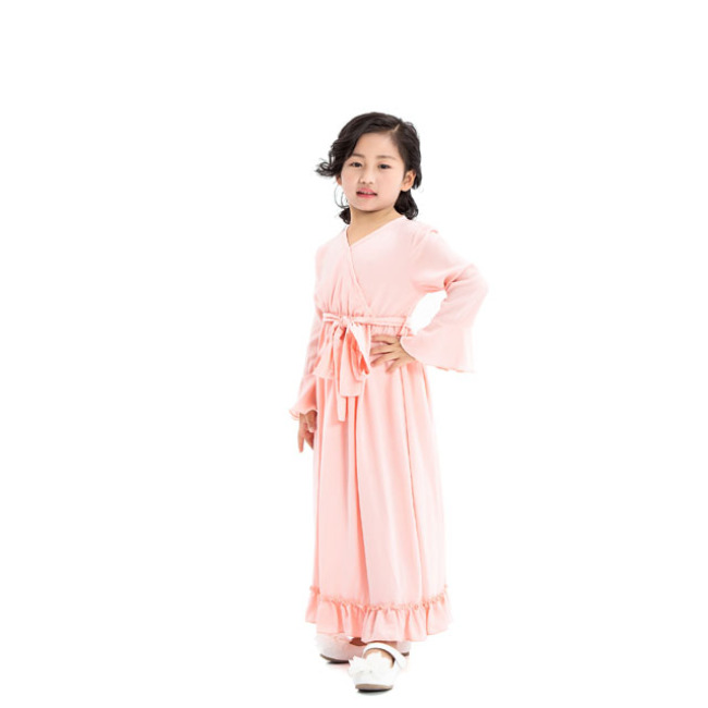 Good Quality Wedding Party Wear  8 years Children V-Neck Girl Maxi Dress