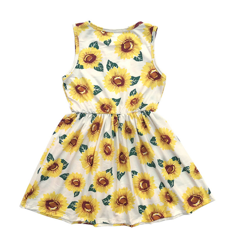Wholesales Cotton Girl Boutique Sunflower Dresses