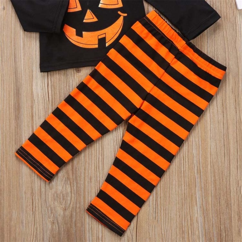 Hot selling fall baby orange clothes pumpkin halloween long pants