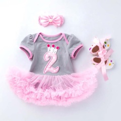 Fashion Children Tutu Dress With Headband And Baby Shoes For Birthday Smash Cake 