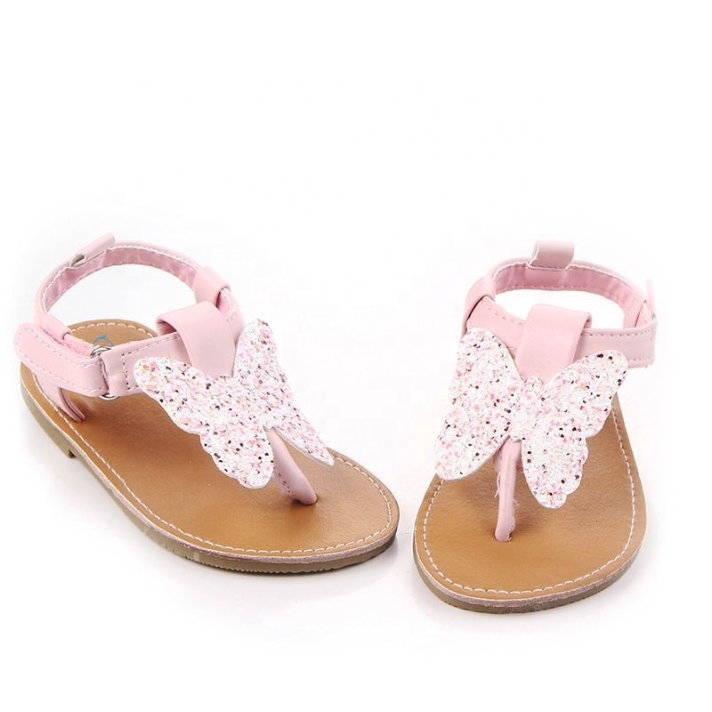 2021 latest flip flop strap sequins butterfly sandals