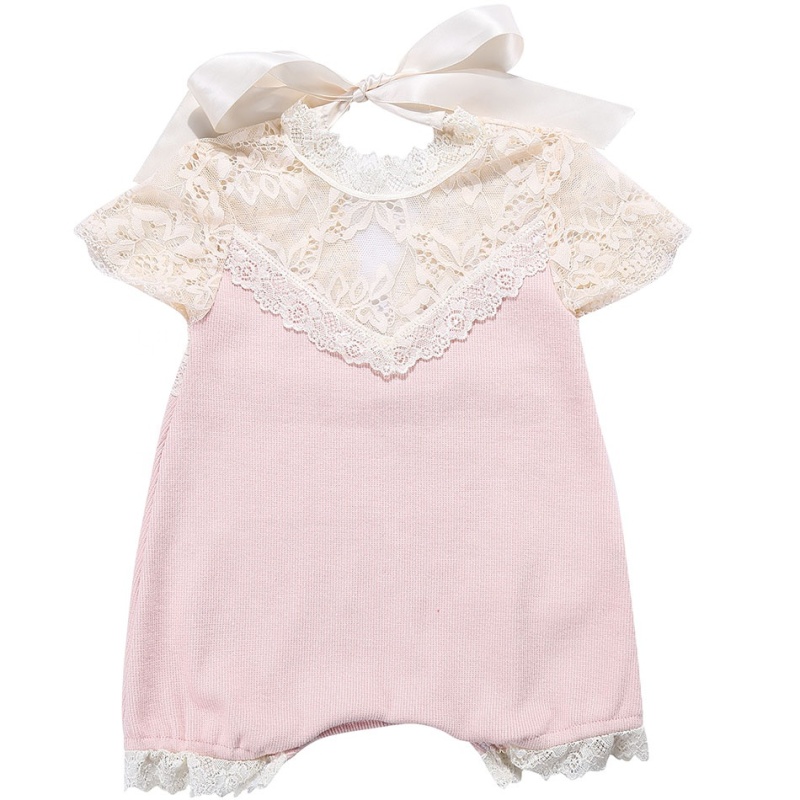 hot pink bowknot boutique baby lace romper