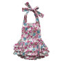 Cotton cute sweet floral baby halter bubble ruffle baby romper whole sale RTS