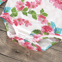 Hot Sale Pretty Baby Girls Floral Rompers With Tulle Skirts