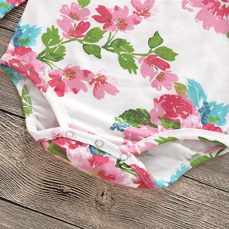 Hot Sale Pretty Baby Girls Floral Rompers With Tulle Skirts
