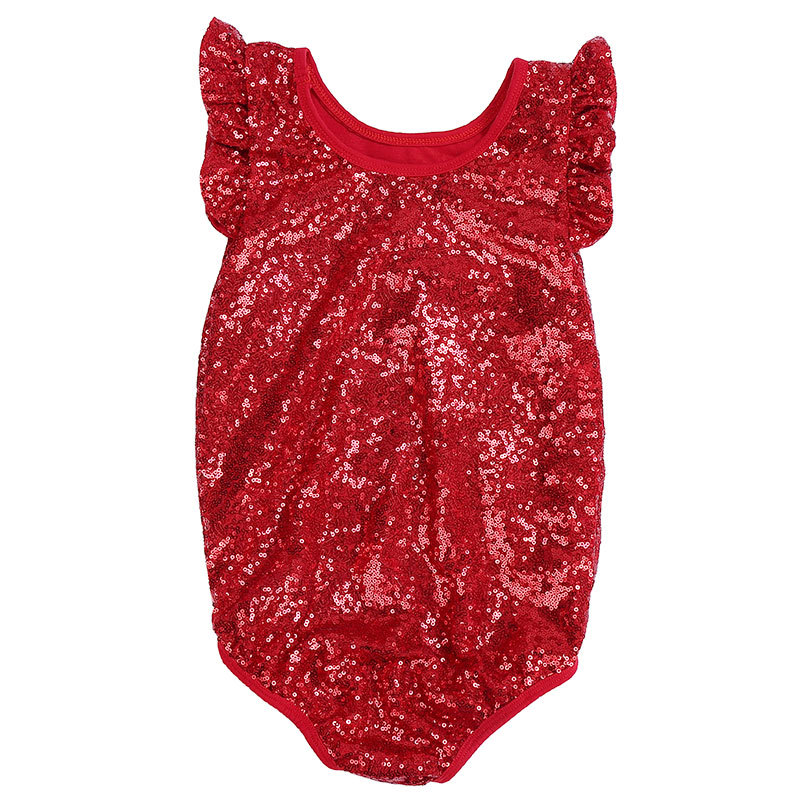 Top Quality Boutique Girl Romper Cotton Sleeveless  Baby Clothes Sequin Leotard