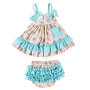 Hot Sale Adorable Baby Floral Print Swing Outfits Set For Girls