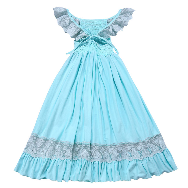 KAPU Autumn Blue cotton pink plain long chiffon slim girls cute dresses
