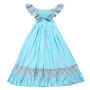 KAPU Autumn Blue cotton pink plain long chiffon slim girls cute dresses