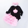 Wholesale Boutique Girl Toddler Birthday Clothing Romper Set With Tutu Skirts And Headband 