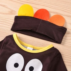 2021 cute turkey cartoon custom baby cotton dress clothes set