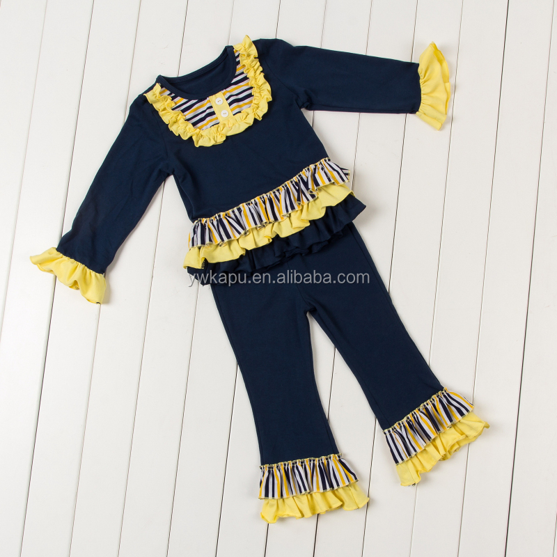 Newest Coming Fall boutique girl clothing outfits Baby Children Clothing Ruffle Clothing Set for Christmas