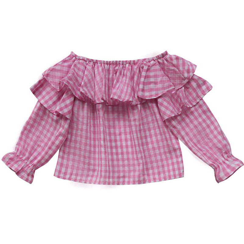 Wholesales OEM christmas plaid fall long sleeves kids top girl blouse 2020