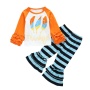 2021 fashion high quality cute long sleeve shirt stripe flares baby clothing sets