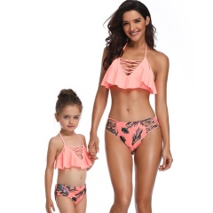 Summer designer pink green kids women's triangle split bikini suit wear