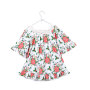 Fashion Blouse for Kids Girls with Ruffle Swing and Lace Square Collar Desgin