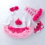 Hot Sale Long Sleeve Baby Boutique Girl Birthday Tutu Dress With Leggings And Baby Shoes And Headband 