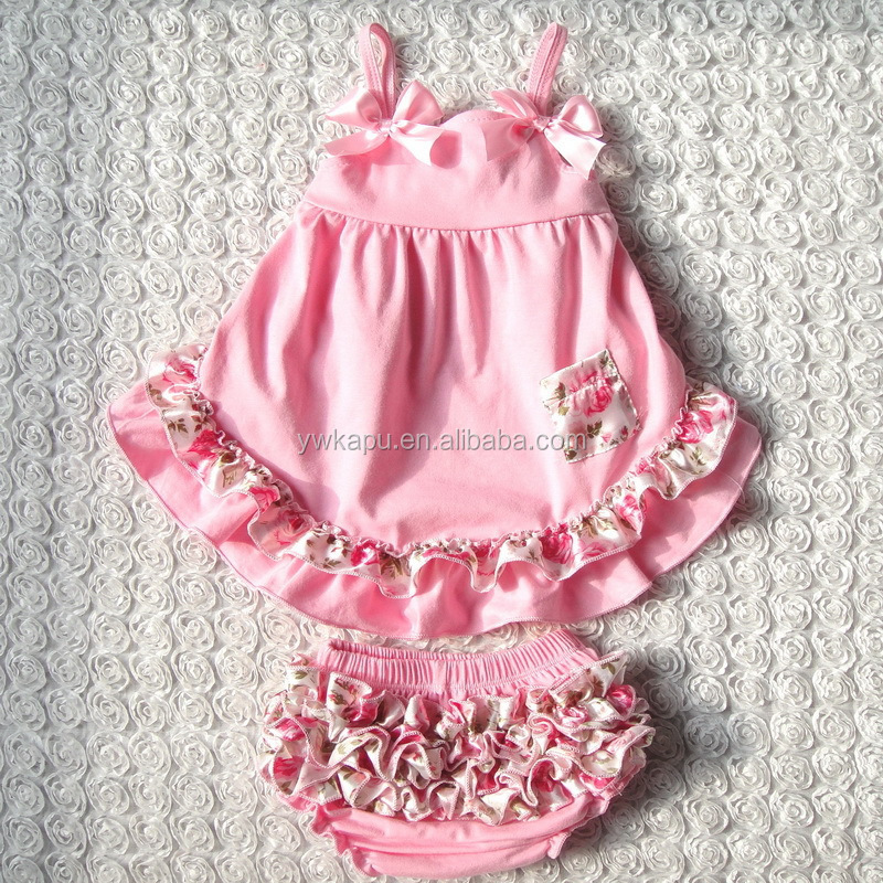 Hot Sale Summer Baby Girl Cotton Swing Top And Bloomer Set