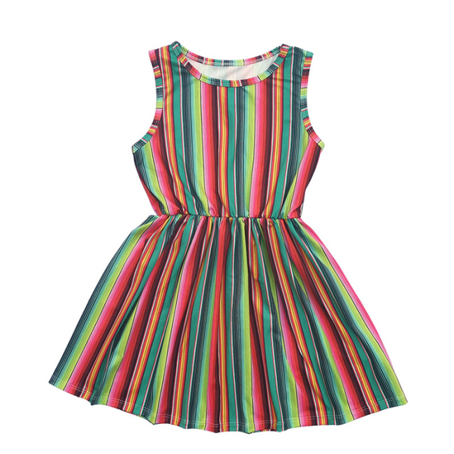 Factory Sale Children Stripe Girl Sleeveless Dresses For Summer 