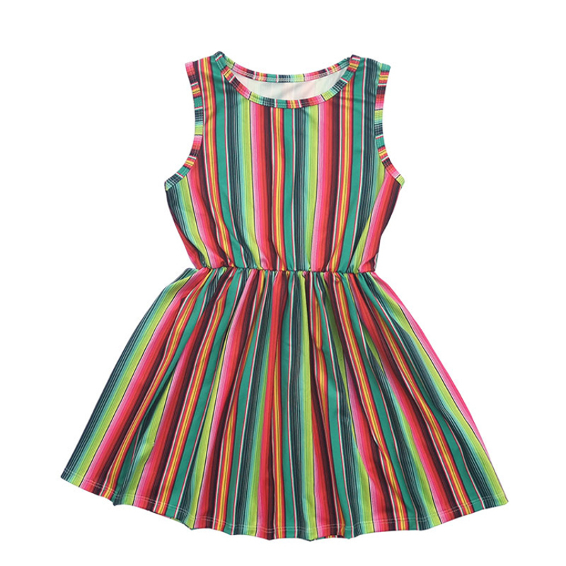 Factory Sale Children Stripe Girl Sleeveless Dresses For Summer 