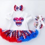 Red and Blue 4th of July USA baby girl dresses clothing set