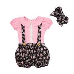 Fashion Baby Girl Clothing Sets Short Sleeve Shirt And Suspender Pants Suits