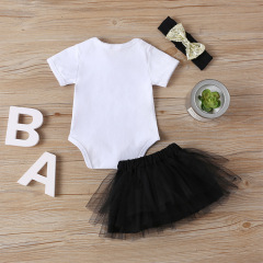 Custom Stylish 1st Birthday Rompers With Tulle Skirts and Headband for Baby and Newborn