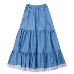 KAPU Boutique cotton toddler girl long pleated denim skirt baby girl jean skirt