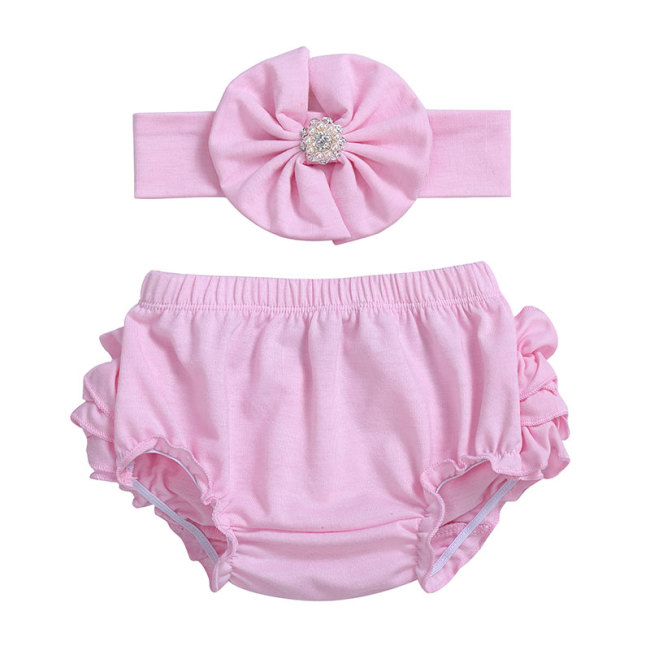 2019  Cute  Newborn  Toddler Summer Clothes Cotton Chiffon Ruffle Baby Girl Bloomers with headband