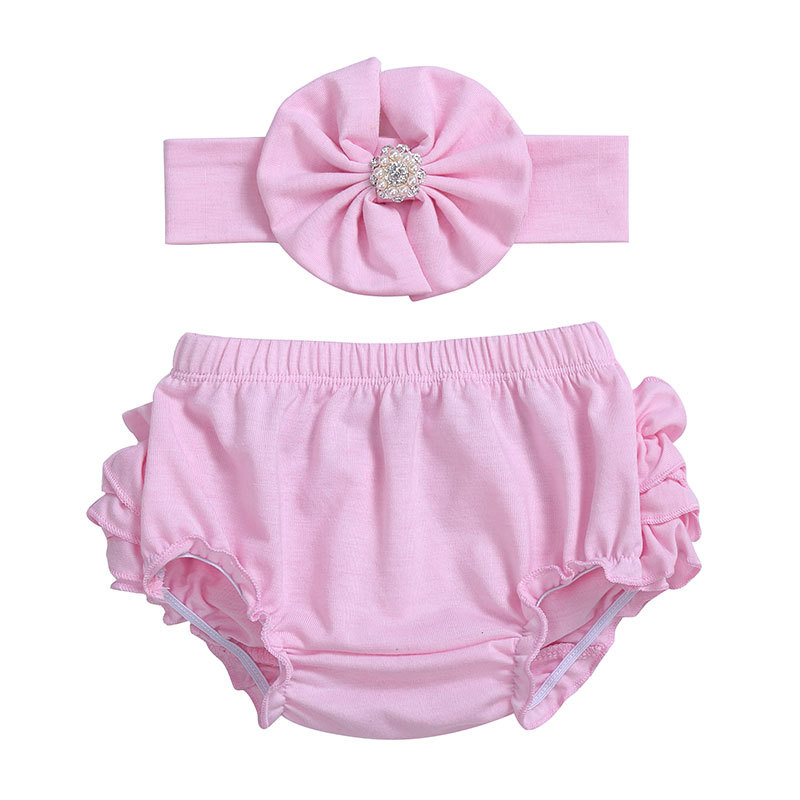 2019  Cute  Newborn  Toddler Summer Clothes Cotton Chiffon Ruffle Baby Girl Bloomers with headband