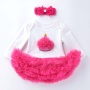 Factory Sale High Quality Cotton Baby Girl Romper With Tulle Tutu Dress And Headband 