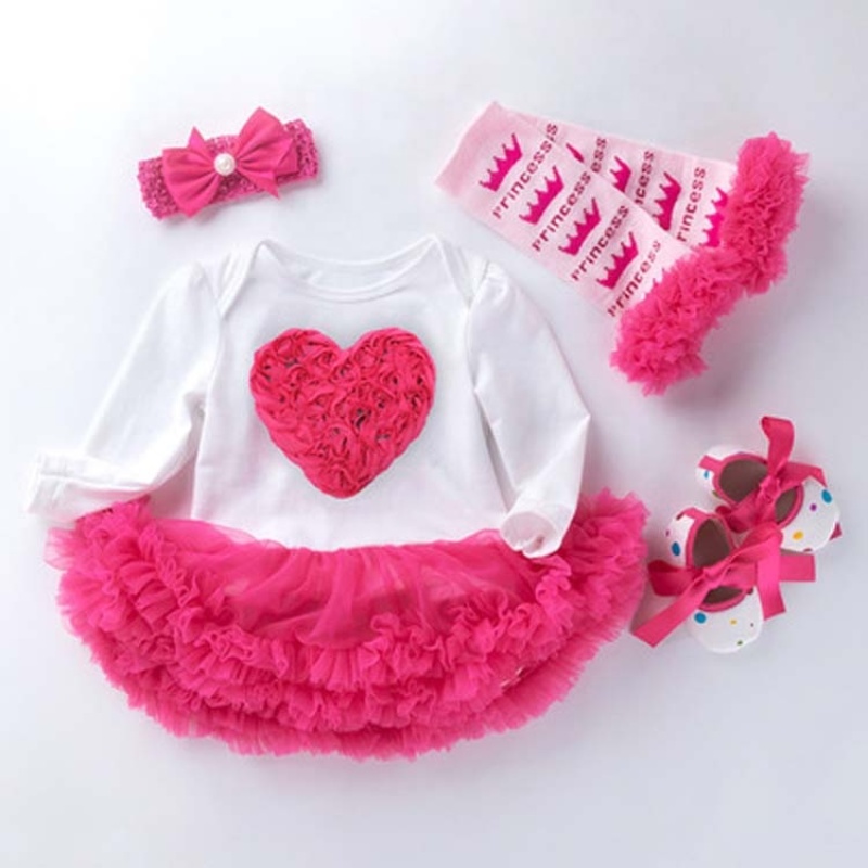 Factory Direct Sale Little Baby Girl Long Sleeve Birthday Clothing Set