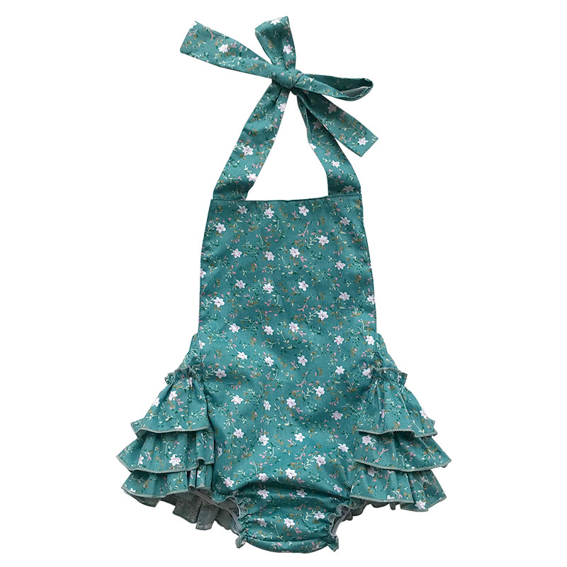 cute sweet floral baby halter bubble ruffle romper whole sale RST