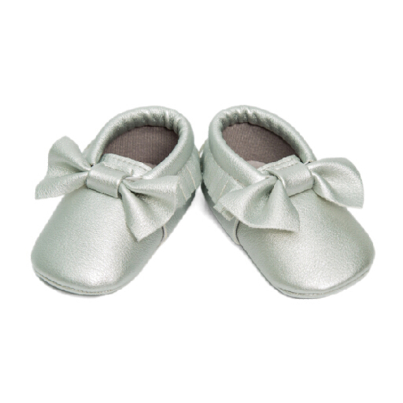 Wholesale solid color delicate bowknot baby girl shoes