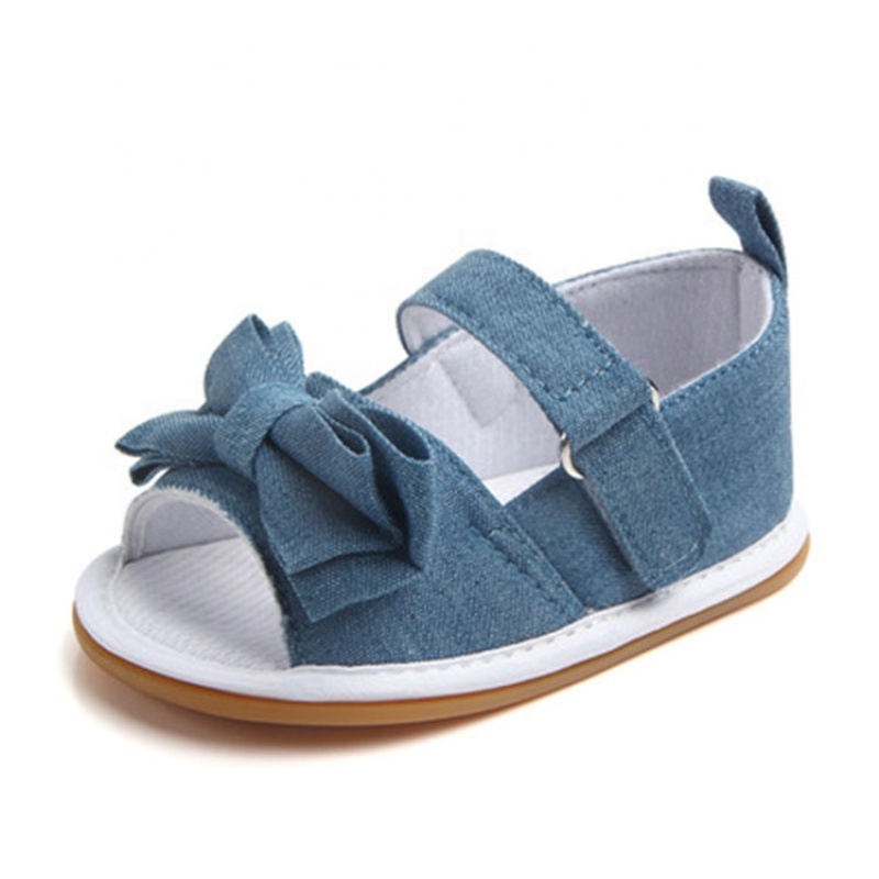 Hot selling flat buckle strap plaid  bow sandals custom new born baby shoes