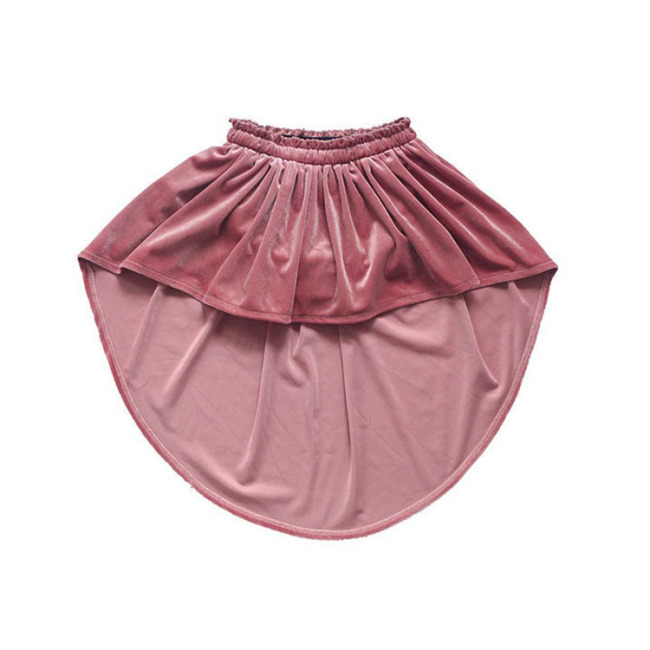 2020 new arrivals swallow tail kids clothing autumn pink velour irregular baby girl skirt