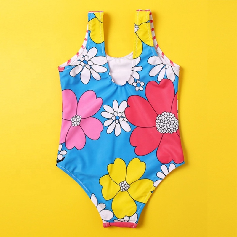 2021 high quality colorful floral bodysuit kids swimwear designer