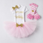 Wholesale long sleeve 3pcs fall winter bowknot  baby outfits newborn birthday clothes set