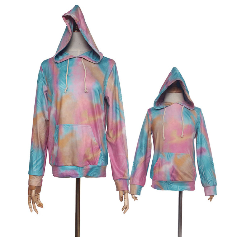 Fall trendy tie dye streetwear style fall clothing mommy and me pullover hoodie outfits