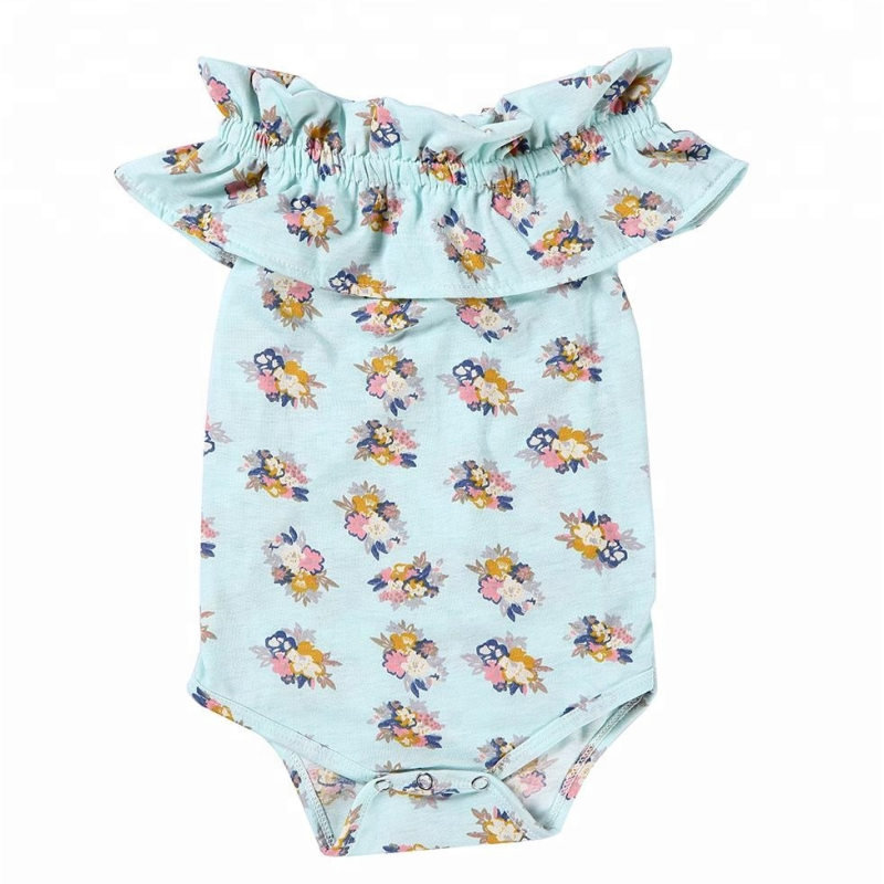 Wholesale Cotton Baby Floral  Romper Hand Smocked Baby Clothing Lace Printing Patterns Clothing