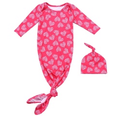 Heart Printed Newborn Baby Girls Gown One-piece Pajama