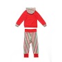 Children Red Sport Clothing Set, Kangaroo Pocket Striped Hoodie Sets