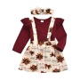 2021 manufactory korean turkey cartoon ruffles toddler girl shirt dress 2 piece set infant clothing baby