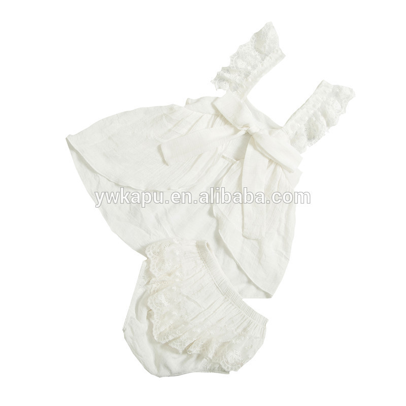 Boutique Newborn Girls Cotton Swing Top 2 pieces Sets with Ruffled Bloomers