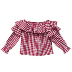 Wholesales OEM christmas plaid fall long sleeves kids top girl blouse 2020