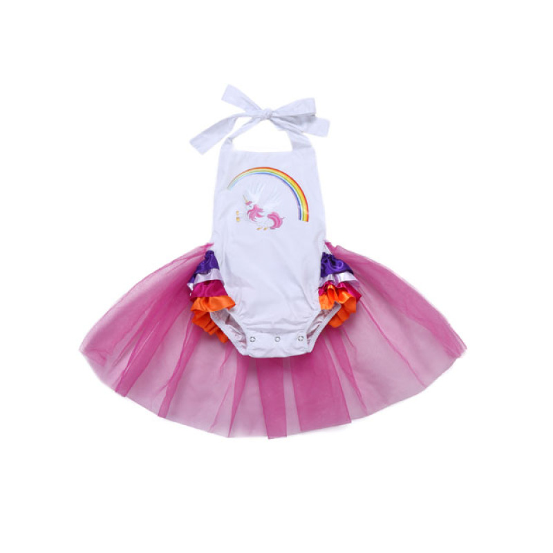 2018 Hot sale unicorn rainbow romper organic cotton import custom baby girl clothes china baby romper